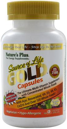 Natures Plus, Source of Life, Gold Capsules, 90 Veggie Caps ,الفيتامينات، الفيتامينات