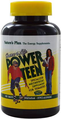 Natures Plus, Source of Life, Power Teen, 180 Tablets ,الفيتامينات، الفيتامينات المتعددة، الأطفال الفيتامينات