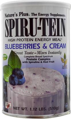 Natures Plus, Spiru-Tein, High Protein Energy Meal, Blueberries & Cream, 1.12 lbs (510 g) ,والمكملات الغذائية، والبروتين