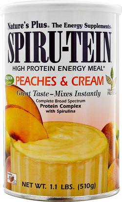 Natures Plus, Spiru-Tein, High Protein Energy Meal, Peaches & Cream, 1.1 lbs (510 g) ,والمكملات الغذائية، والبروتين