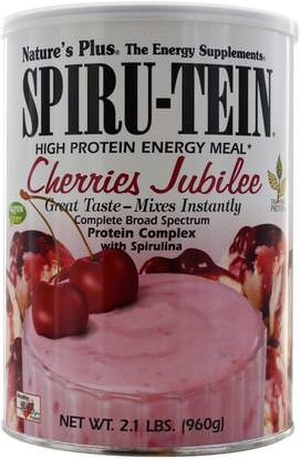 Natures Plus, Spiru-Tein, High Protein Energy Meal, Powder, Cherries Jubilee, 2.1 lbs (960 g) ,والمكملات الغذائية، والبروتين