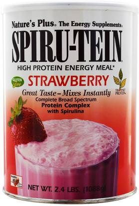 Natures Plus, Spiru-Tein, High Protein Energy Meal, Strawberry, 2.4 lbs (1088 g) ,والمكملات الغذائية، والبروتين