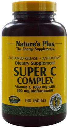Natures Plus, Super C Complex, Vitamin C 1000 mg with 500 mg Bioflavonoids, 180 Tablets ,الفيتامينات، فيتامين ج المعقدة