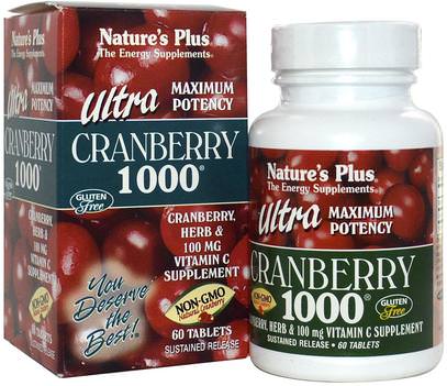 Natures Plus, Ultra Cranberry 1000, 60 Tablets ,الأعشاب، التوت البري