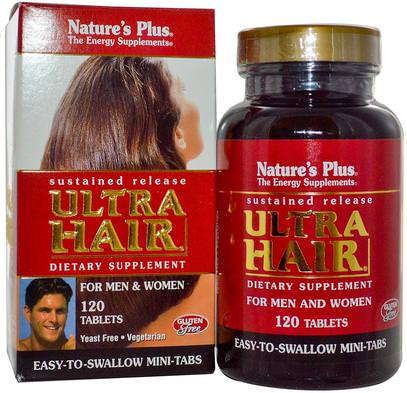 Natures Plus, Ultra Hair, Sustained Release, For Men & Women, 120 Tablets ,الصحة، الرجال، نساء