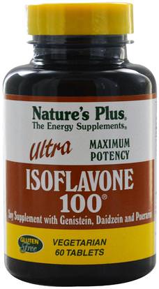 Natures Plus, Ultra Isoflavone 100, 60 Veggie Tabs ,المكملات الغذائية، مضادات الأكسدة، منتجات الصويا، إيسوفلافون الصويا