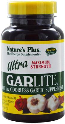 Natures Plus, Ultra Maximum Strength GarLite, 1000 mg, 90 Tablets ,المكملات الغذائية، المضادات الحيوية، الثوم