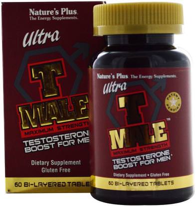 Natures Plus, Ultra T-Male, Testosterone Boost for Men, Maximum Strength, 60 Bi-Layered Tablets ,الصحة، الرجال، التستوستيرون