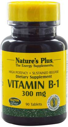 Natures Plus, Vitamin B-1, 300 mg, 90 Tablets ,الفيتامينات، فيتامين ب، فيتامين ب 1 - الثيامين