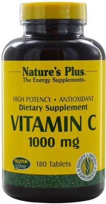 Natures Plus, Vitamin C, 1000 mg, 180 Tablets ,الفيتامينات، وفيتامين ج، وفيتامين ج حمض الاسكوربيك