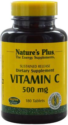 Natures Plus, Vitamin C, Sustained Release, 500 mg, 180 Tablets ,الفيتامينات، فيتامين ج، فيتامين ج بيوفلافونويدس الورود