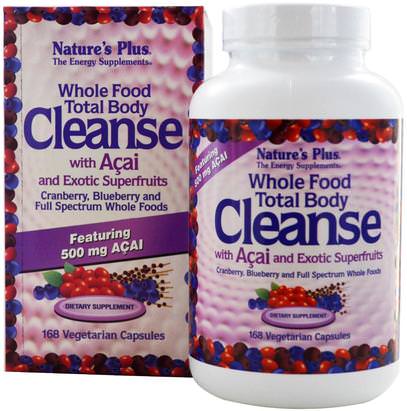 Natures Plus, Whole Food Total Body Cleanse, with Acai and Exotic Superfruits, 168 Veggie Caps ,الصحة، السموم