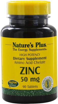 Natures Plus, Zinc, 50 mg, 90 Tablets ,المكملات الغذائية، المعادن، الزنك