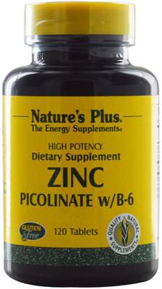 Natures Plus, Zinc Picolinate w/B-6, 120 Tablets ,المكملات الغذائية، المعادن، الزنك