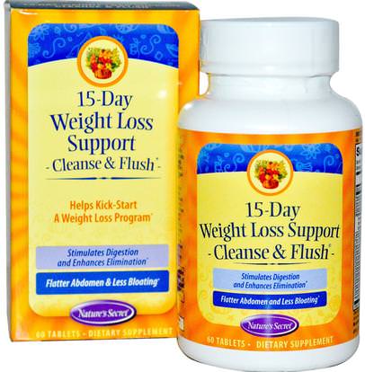 Natures Secret, 15-Day Weight Loss Support, Cleanse & Flush, 60 Tablets ,الصحة، السموم