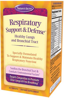 Natures Secret, Respiratory Support & Defense, 60 Tablets ,والصحة والرئة والقصبات الهوائية