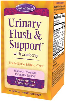 Natures Secret, Urinary Flush & Support, with Cranberry, 60 Capsules ,الأعشاب، التوت البري