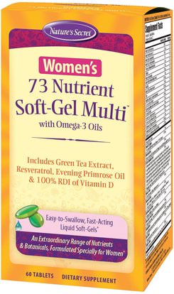 Natures Secret, Womens 73 Nutrient Soft-Gel Multi, with Omega-3 Oils, 60 Liquid Soft-Gels ,الفيتامينات، النساء الفيتامينات المتعددة، النساء
