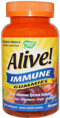 Natures Way, Alive! Immune Gummies, Fruit Flavors, 90 Gummies ,والمكملات الغذائية، والصحة، والدعم المناعي