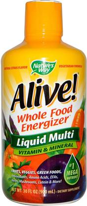 Natures Way, Alive!, Liquid Multi, Vitamin & Mineral, Natural Citrus Flavor, 30 fl oz (900 ml) ,الفيتامينات، الفيتامينات السائلة