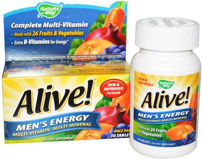 Natures Way, Alive!, Mens Energy Multivitamin-Multimineral, 50 Tablets ,الفيتامينات، الفيتامينات