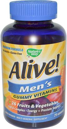 Natures Way, Alive! Mens Vitamins, 75 Gummies ,الفيتامينات، الرجال الفيتامينات