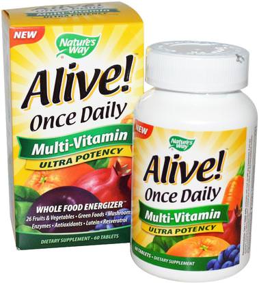Natures Way, Alive!, Once Daily, Multi-Vitamin, 60 Tablets ,الفيتامينات، الفيتامينات