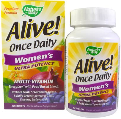 Natures Way, Alive! Once Daily Womens Ultra Potency Multi-Vitamin, 60 Tablets ,الفيتامينات، النساء الفيتامينات
