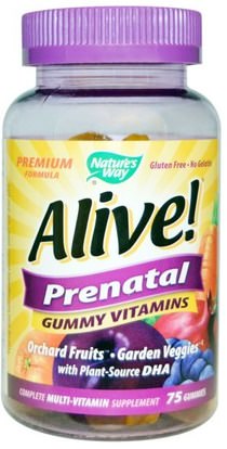 Natures Way, Alive! Prenatal, Gummy Vitamins, 75 Gummies ,الفيتامينات، الفيتامينات قبل الولادة