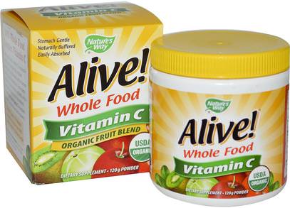 Natures Way, Alive! Vitamin C, Powder, 120 g ,الفيتامينات، فيتامين ج
