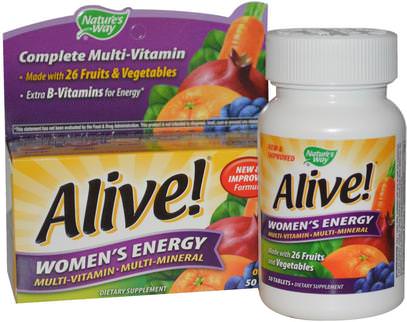 Natures Way, Alive! Womens Energy, Multivitamin-Multimineral, 50 Tablets ,الفيتامينات، النساء الفيتامينات