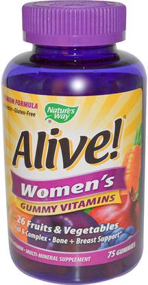 Natures Way, Alive! Womens Vitamins, 75 Gummies ,الفيتامينات، النساء الفيتامينات