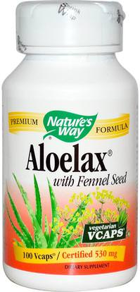 Natures Way, Aloelax with Fennel Seed, 530 mg, 100 Veggie Caps ,المكملات الغذائية، الألوة فيرا