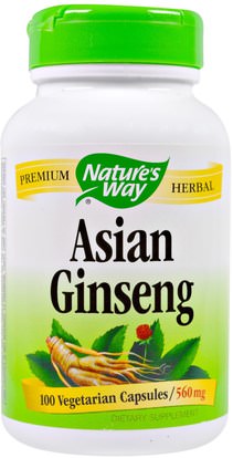 Natures Way, Asian Ginseng, 560 mg, 100 Veggie Caps ,والصحة، والانفلونزا الباردة والفيروسية، الجينسنغ، والمكملات الغذائية