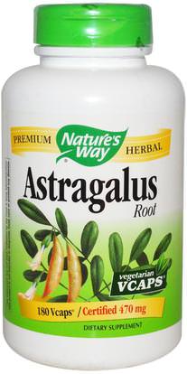 Natures Way, Astragalus Root, 470 mg, 180 Veggie Caps ,والمكملات الغذائية، والصحة، والانفلونزا الباردة والفيروسية