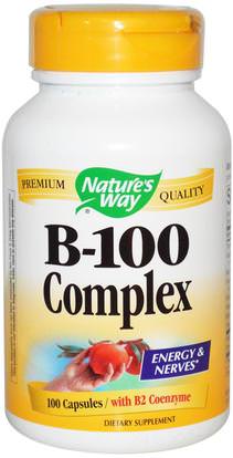 Natures Way, B-100 Complex, With B2 Coenzyme, 100 Capsules ,Herb-sa