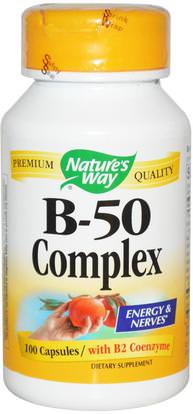Natures Way, B-50 Complex, 100 Capsules ,الفيتامينات، فيتامين ب المعقدة، فيتامين ب معقدة 50