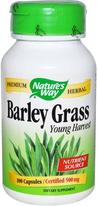 Natures Way, Barley Grass, Young Harvest, 500 mg, 100 Capsules ,المكملات الغذائية، سوبرفوودس، العشب الشعير
