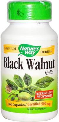 Natures Way, Black Walnut, Hulls, 500 mg, 100 Capsules ,المكملات الغذائية، الأعشاب