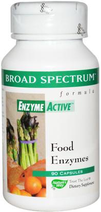 Natures Way, Broad Spectrum Formula, Enzyme Active, Food Enzymes, 90 Capsules ,المكملات الغذائية، والإنزيمات
