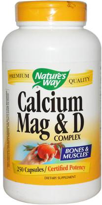 Natures Way, Calcium Mag & D Complex, 250 Capsules ,المكملات الغذائية، والمعادن، والكالسيوم