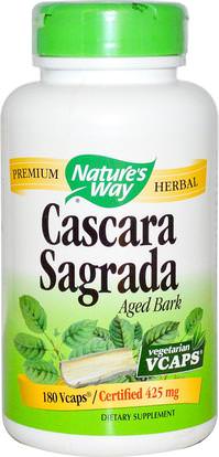 Natures Way, Cascara Sagrada, Aged Bark, 425 mg, 180 Veggie Caps ,المكملات الغذائية، الأعشاب