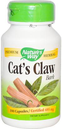 Natures Way, Cats Claw Bark, 485 mg, 100 Capsules ,المكملات الغذائية، الأعشاب، القطط مخلب (وا دي غاتو)