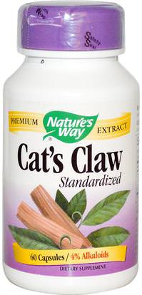 Natures Way, Cats Claw, Standardized, 60 Capsules ,المكملات الغذائية، الأعشاب، القطط مخلب (وا دي غاتو)
