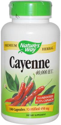 Natures Way, Cayenne, 450 mg, 180 Capsules ,المكملات الغذائية، الأعشاب