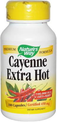 Natures Way, Cayenne Extra Hot, 450 mg, 100 Capsules ,المكملات الغذائية، الأعشاب