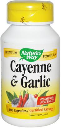 Natures Way, Cayenne & Garlic, 530 mg, 100 Capsules ,المكملات الغذائية، المضادات الحيوية