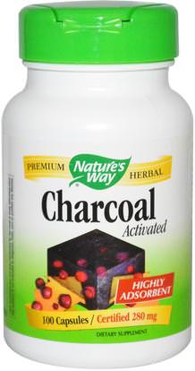 Natures Way, Charcoal, Activated, 280 mg, 100 Capsules ,المكملات الغذائية، المعادن، الفحم المنشط