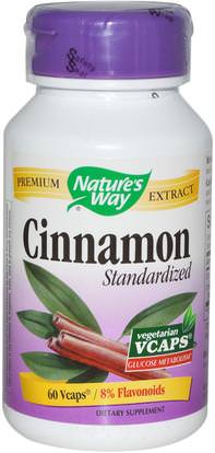 Natures Way, Cinnamon, Standardized, 60 Veggie Caps ,الأعشاب، القرفة استخراج