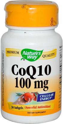 Natures Way, CoQ10, 100 mg, 30 Softgels ,المكملات الغذائية، مضادات الأكسدة، أنزيم q10